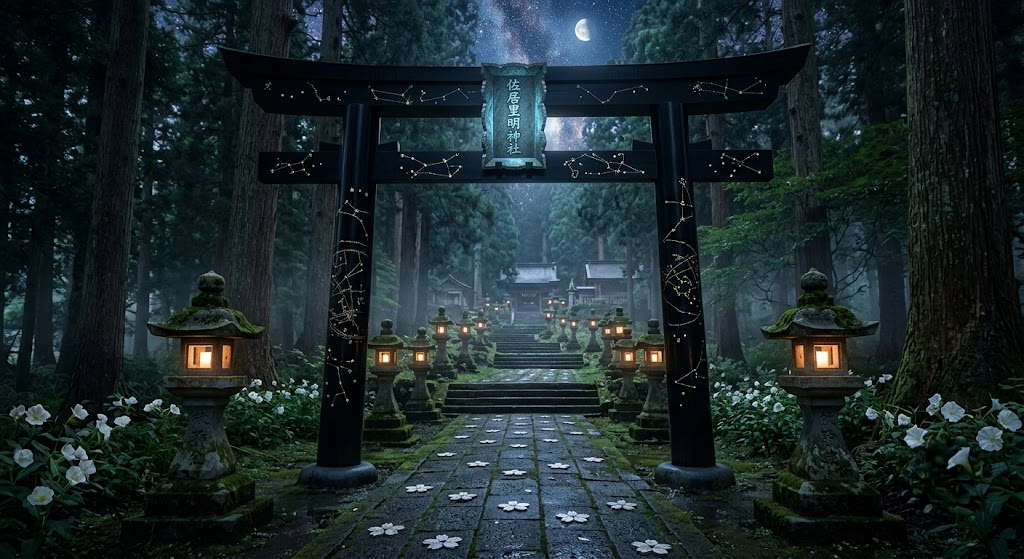星空と鳥居の参道